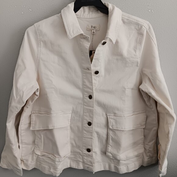 Me by Jennie Garth The Dylan Denim Jacket , Natural Sz L a653632 - Picture 2 of 5